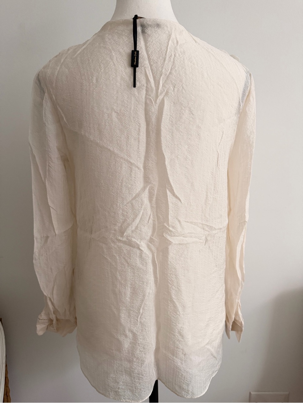 Massimo Dutti Cream Textured Ruffle Blouse - Picture 4 of 4
